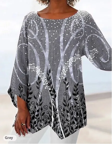Spring And Autumn Women's Clothing Crew Neck Split Plus Size Top 3D Printing 5Style - Shop at LoveMi