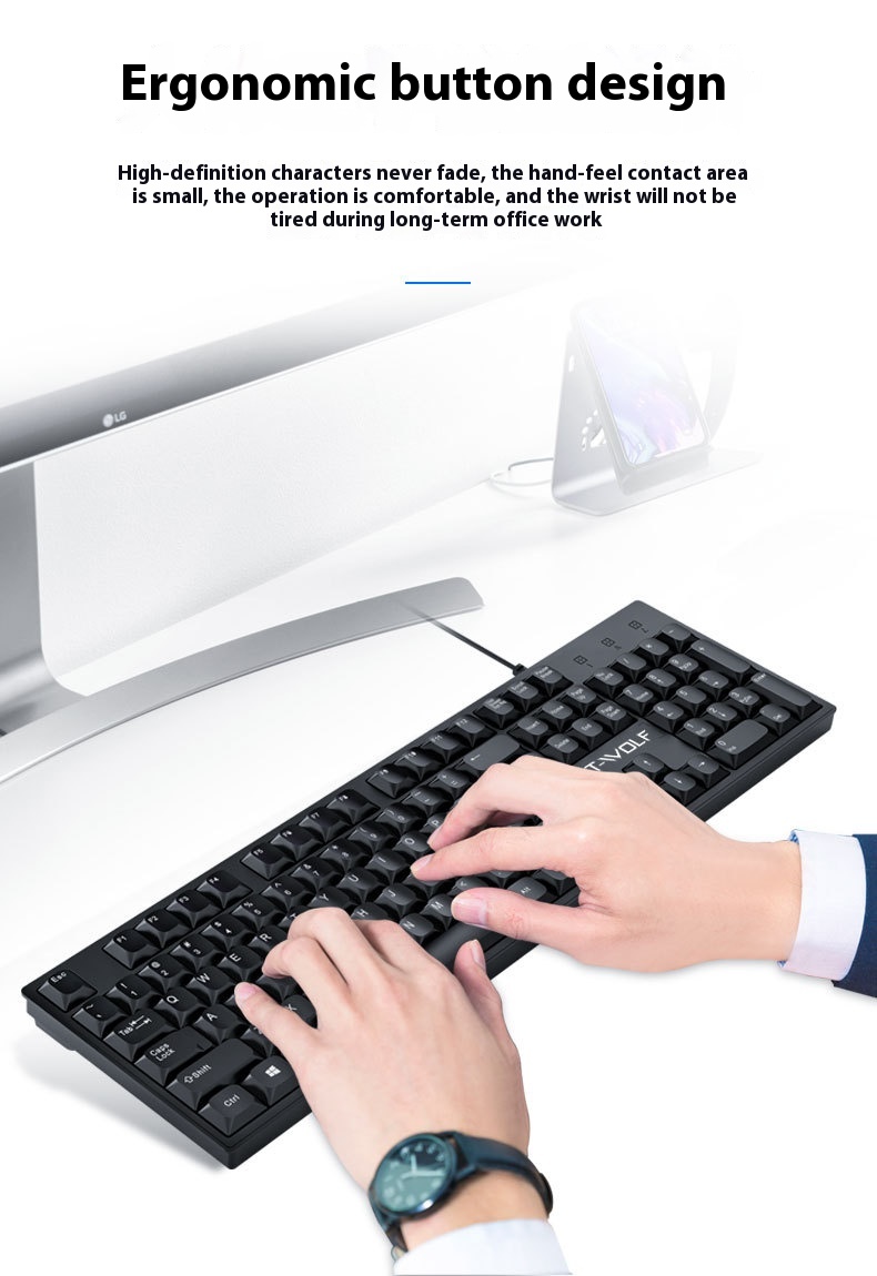 Title 2, Wired USB Keyboard Laptop Office Home