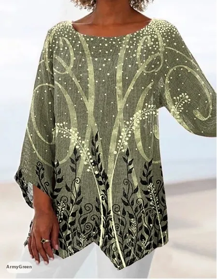 Spring And Autumn Women's Clothing Crew Neck Split Plus Size Top 3D Printing 4Style L - Shop at LoveMi