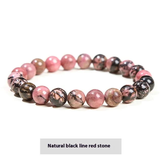 Fashion Simple And Natural Crystal Agate Tiger eye Bracelet Black Line Rhodochrosite - Shop at LoveMi
