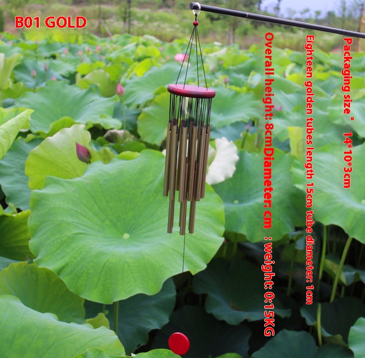 Title 1, Large Solid Wood Bronze Wind Chimes Metal Multi...