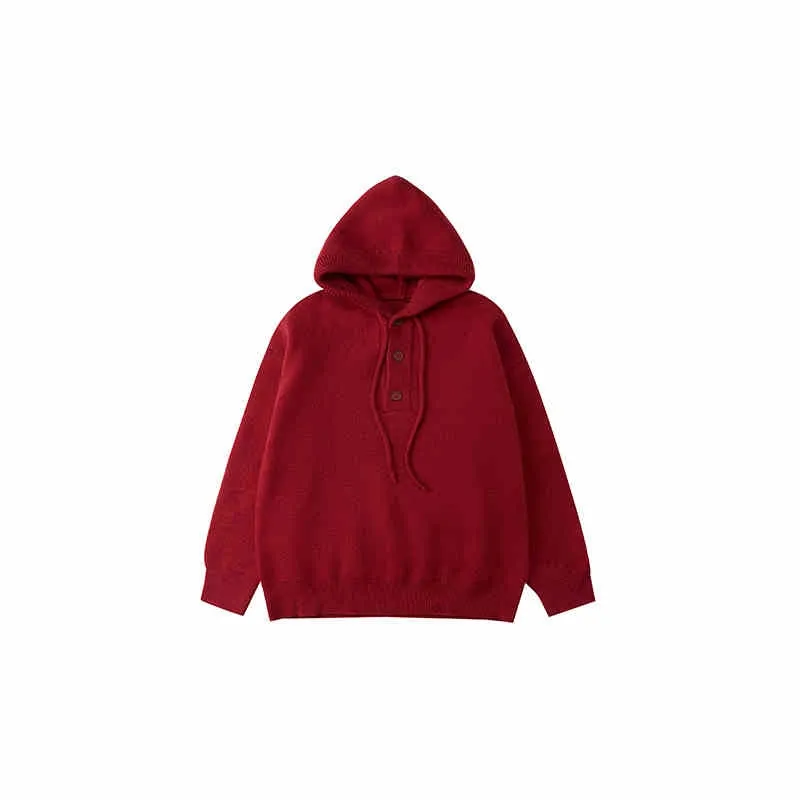 Idle Style Hooded Sweater Women's Men's Coat - Wine Red