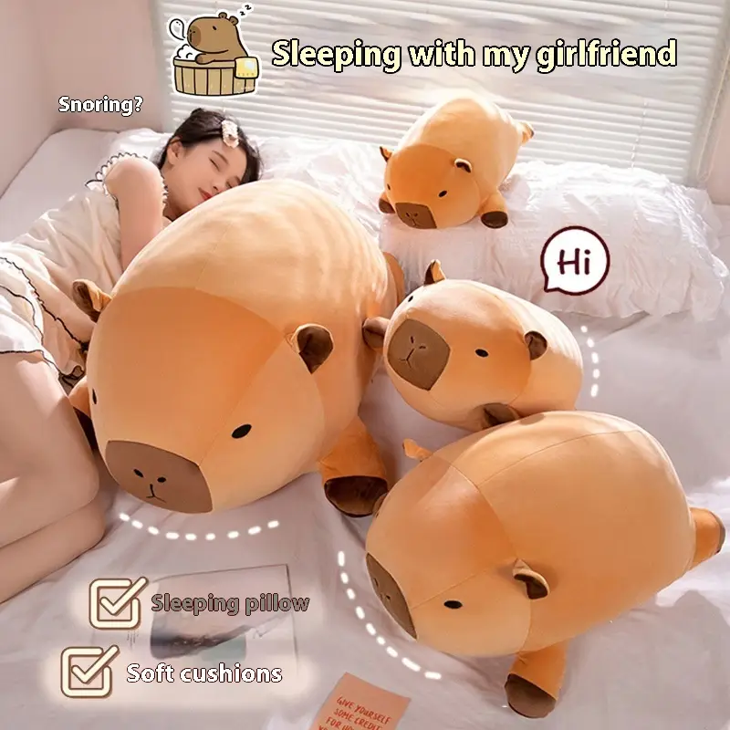 Cute Lying Zika Pibara Capybara Doll Long Pillow