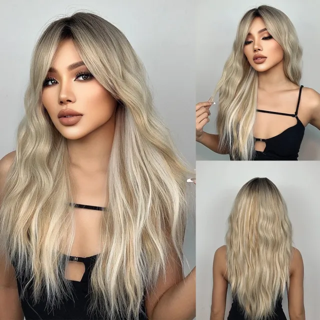 Long Curly Hair Full head Wig 24Inch White Gold Color - Shop at LoveMi