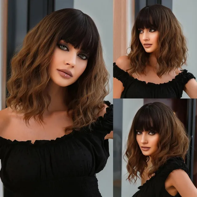Wig Full head Wig Bangs Short Curly Hair A2 - Shop at LoveMi