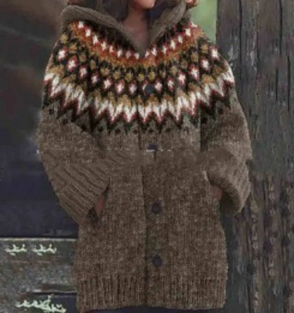 Retro Coat Lazy Hooded Knitted - Qs52 3
