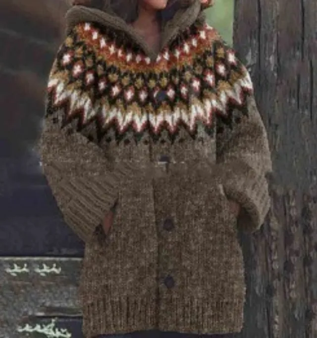 Retro Coat Lazy Hooded Knitted Qs52 3 - Shop at LoveMi
