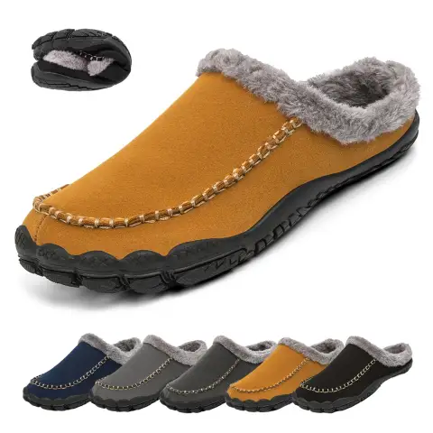 Men's Winter Warm Slippers Lightweight Anti-slip Cozy Fuzzy House