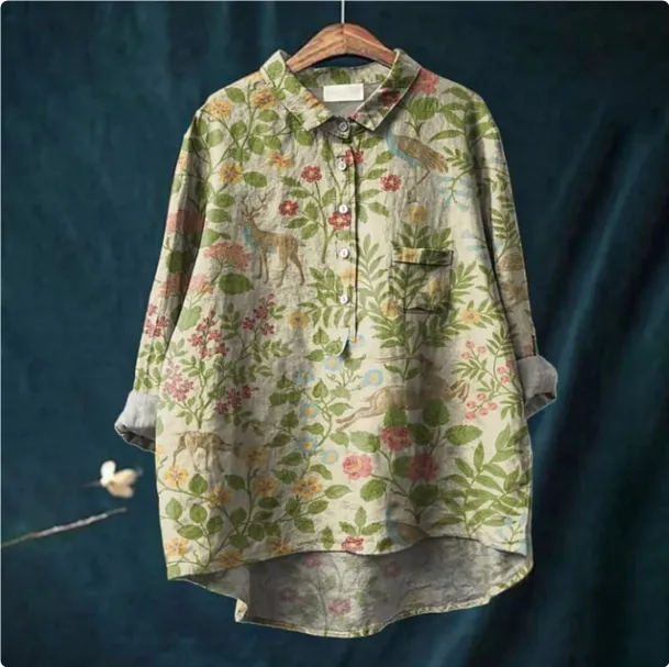 Plus Size Women's Vintage Floral Shirt Bj155123468220 - Shop at LoveMi