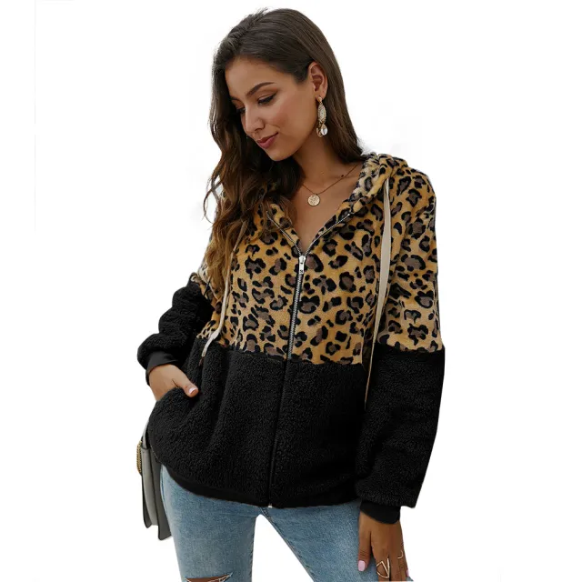 Leopard Print Patchwork Jacket Top Black - Shop at LoveMi