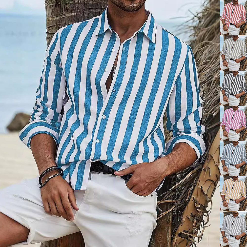 модная рубашка с длинным рукавом в полоску