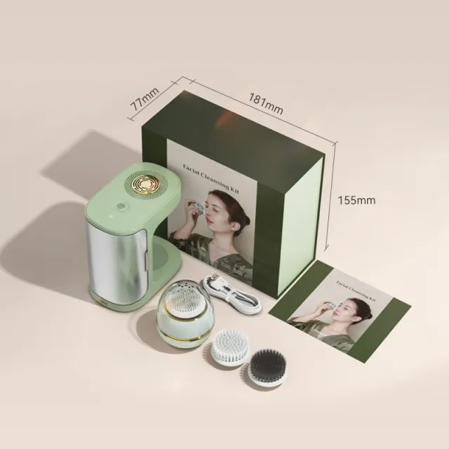 Electric Cleaner Facial Face Washing Silicone Beauty Instrument Green English Packaging - Shop at LoveMi