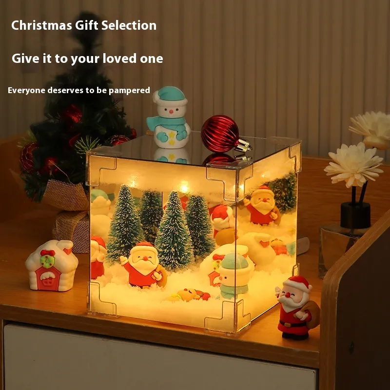 Christmas DIY Decorations Mirror And LED Cube Lamp 3D Santa Claus Snowman Tree Christmas Lights DIY Material Kit For Xmas Decor – image 4