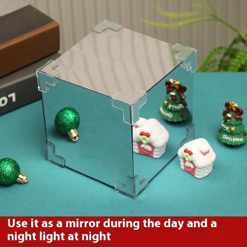 Christmas DIY Decorations Mirror And LED Cube Lamp 3D Santa Claus Snowman Tree Christmas Lights DIY Material Kit For Xmas Decor – image 3