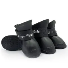 Creative Anti Slip Soft Soled Pet Rain Shoes - Black - View 1