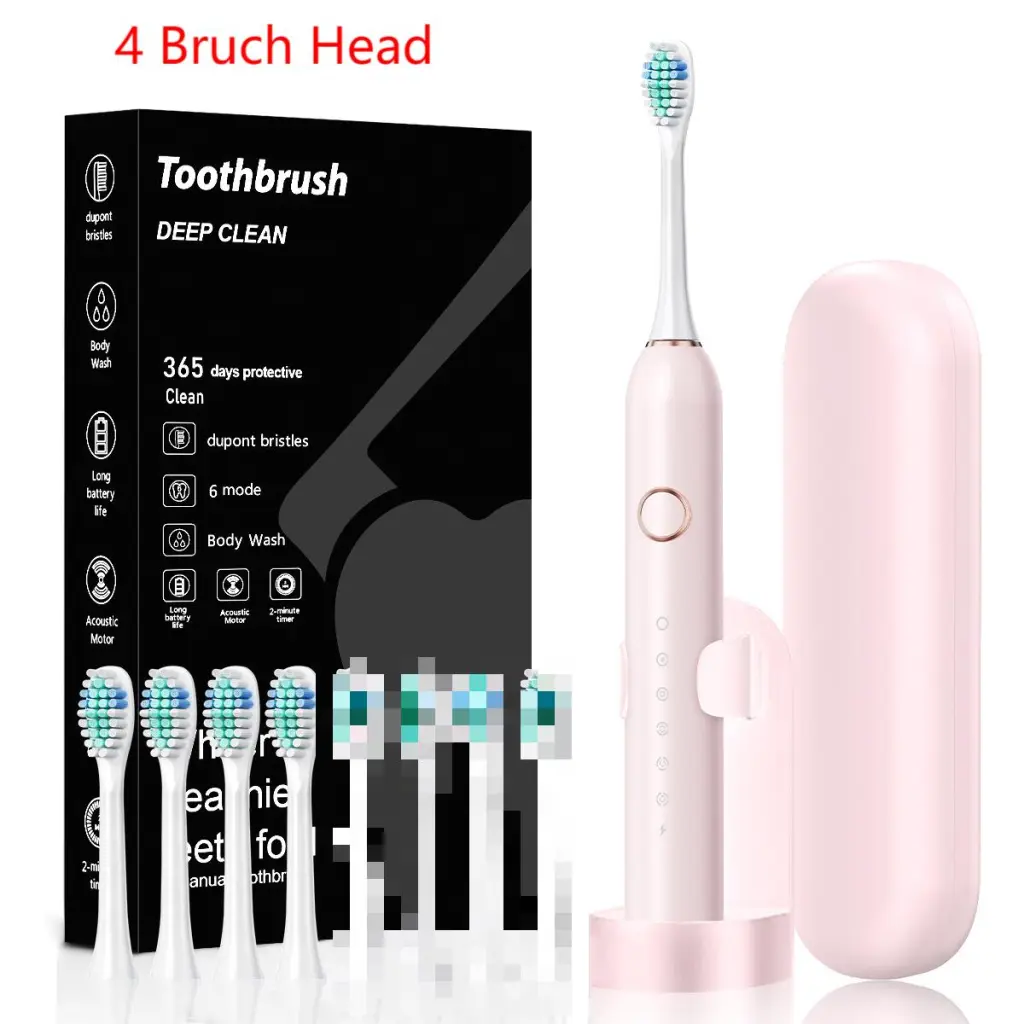 Electric USB Charging Soft-bristle Toothbrush - 506C Pink