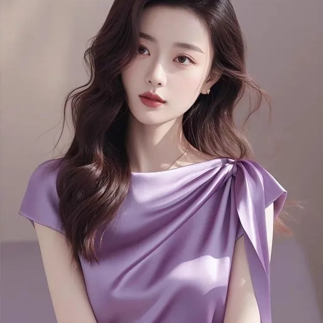 Light Luxury High end Small Shirt With Tie Up Shirt Top Purple - Shop at LoveMi