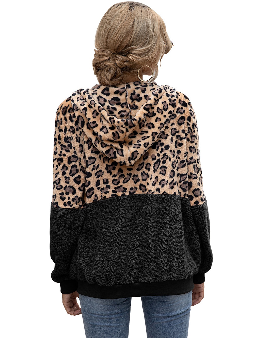 Title 33, Leopardprint patchwork jas voor dames, stijlvol...