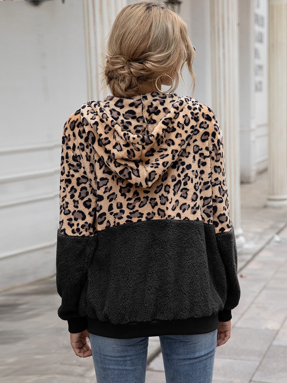 Title 8, Leopard Print Patchwork Jacket Top for Women, s...