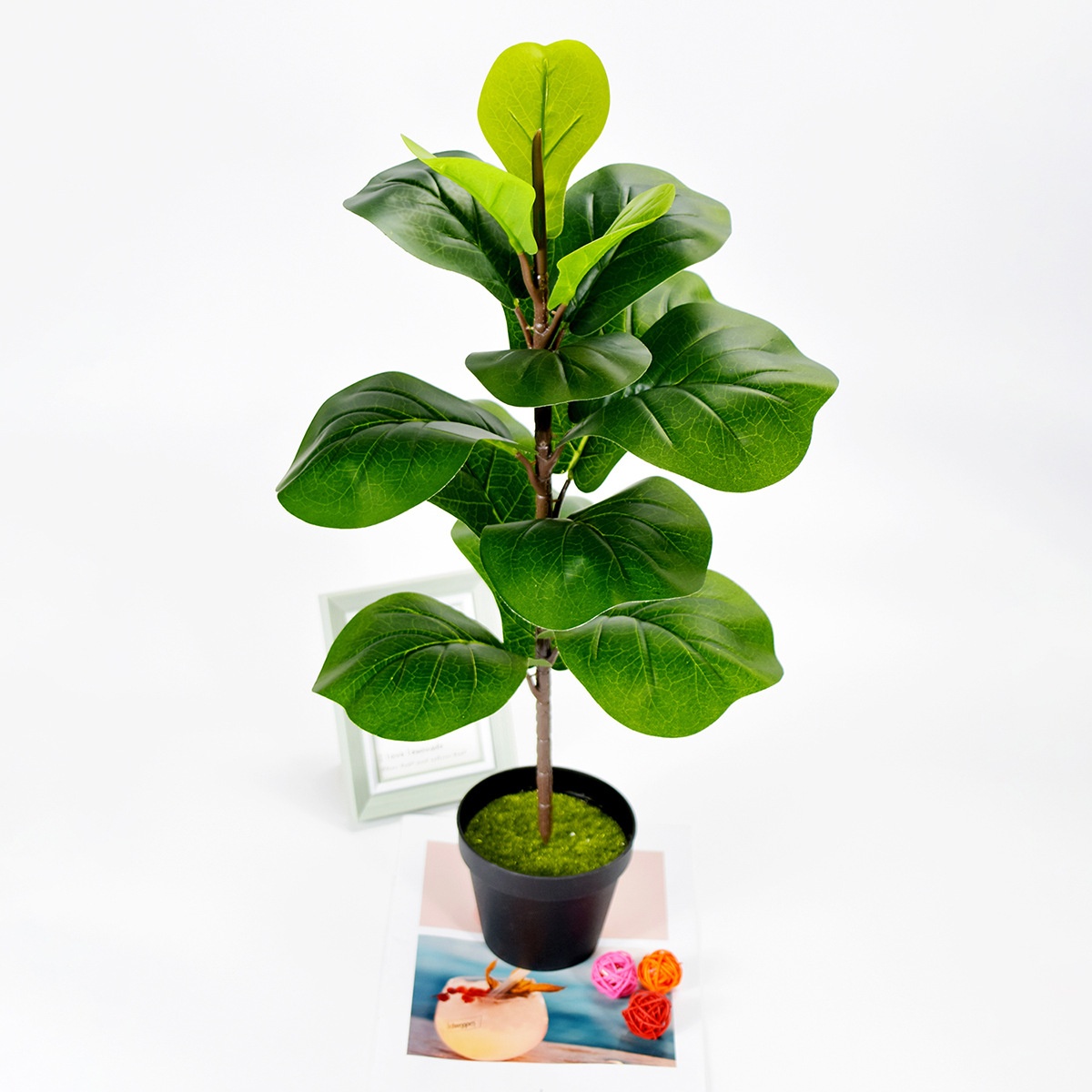 Title 8, Simulation Ficus Lyrata Bonsai Greenery Fake Tr...