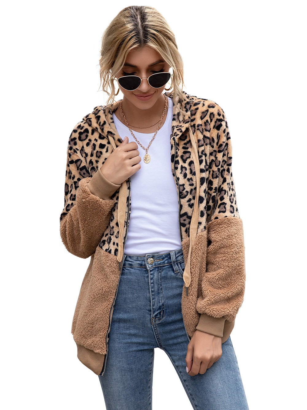 Title 40, Leopard Print Patchwork Jacket Top for Women, s...