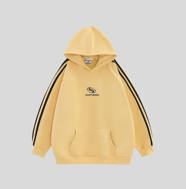 Striped Sweater Heavy Fleece lined Hoodie Yellow - Shop at LoveMi