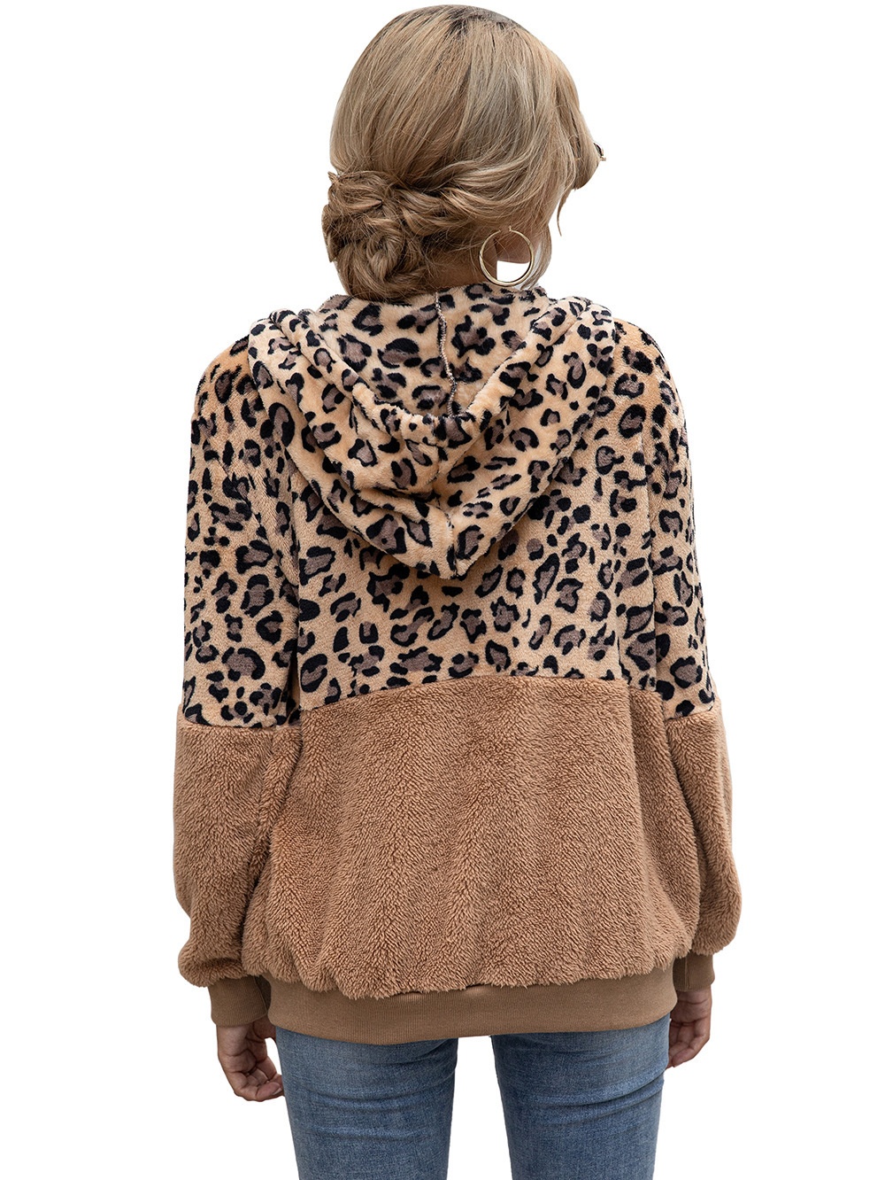 Title 38, Leopard Print Patchwork Jacket Top for Women, s...