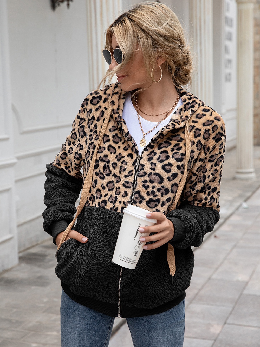 Title 11, Leopard Print Patchwork Jacket Top for Women, s...