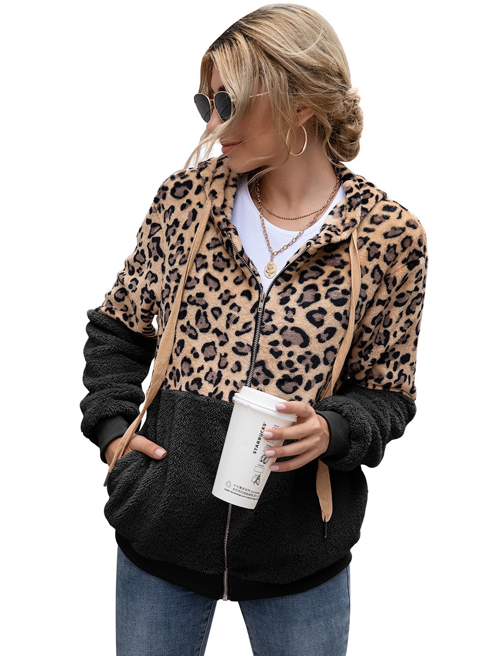 Title 36, Leopard Print Patchwork Jacket Top for Women, s...