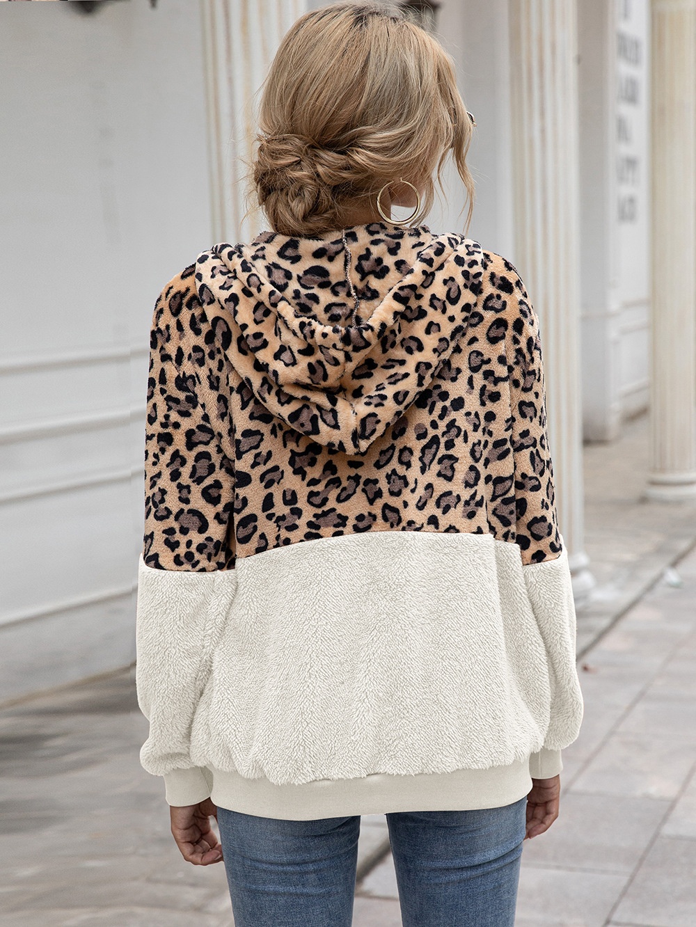 Title 3, Leopard Print Patchwork Jacket Top for Women, s...