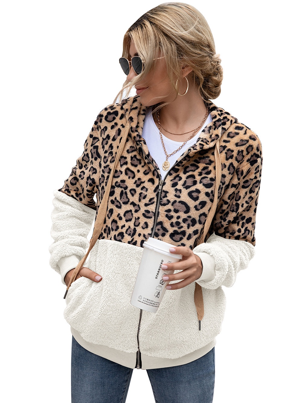 Title 31, Leopardprint patchwork jas voor dames, stijlvol...