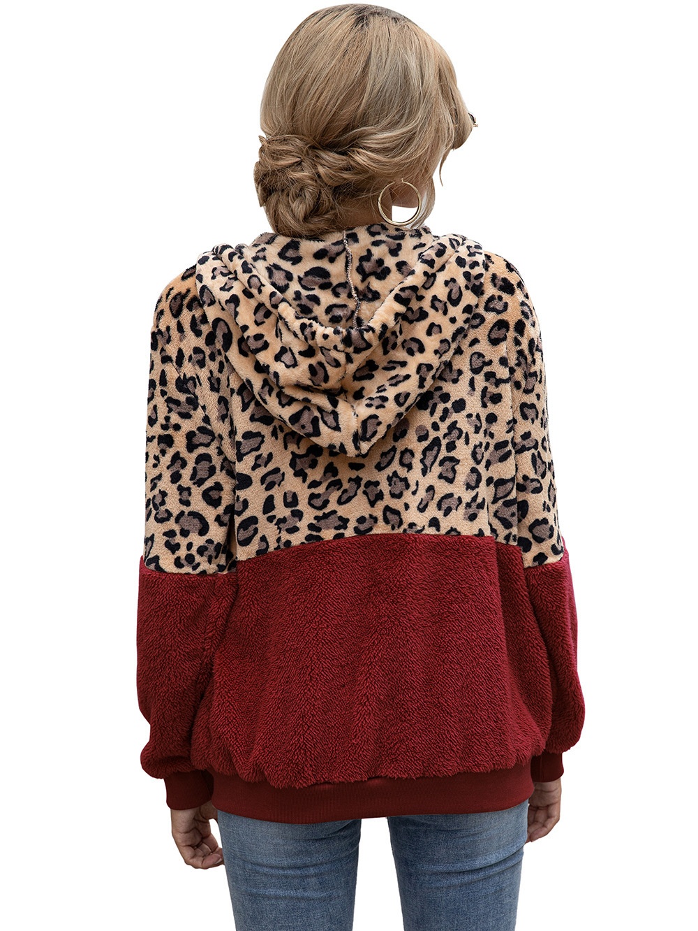 Title 18, Leopardprint patchwork jas voor dames, stijlvol...