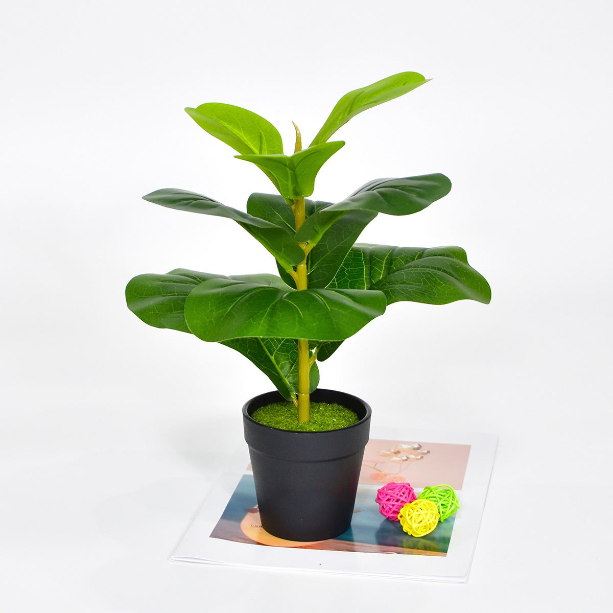 Title 6, Simulation Ficus Lyrata Bonsai Greenery Fake Tr...