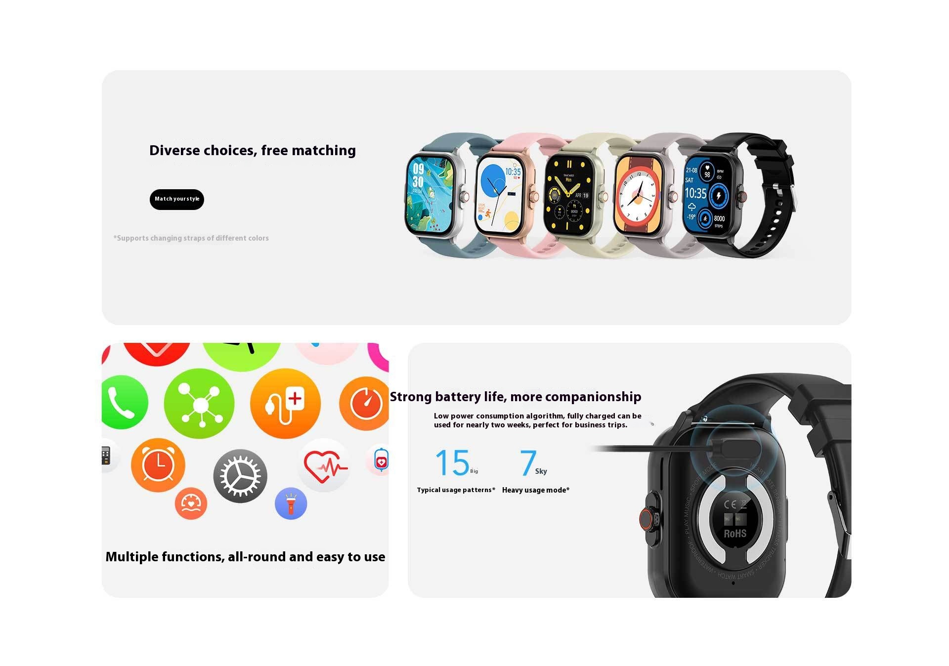 Title 3, E02 Multifunctionele Smartwatch met Bluetooth b...