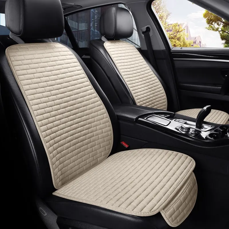 Linen Car Seat Cushion Three-piece Protective Pad