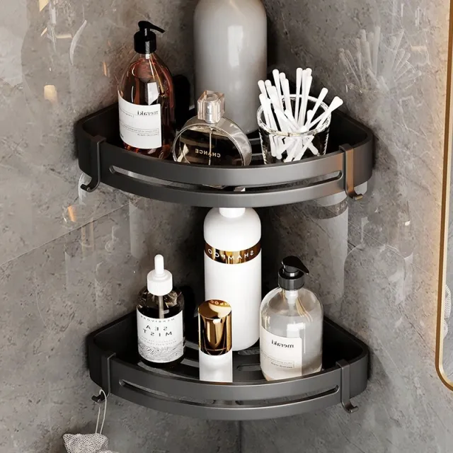 Towel Rack Black Bathroom Rack Bathroom Pendant Black Double Layer Mesh Basket - Shop at LoveMi