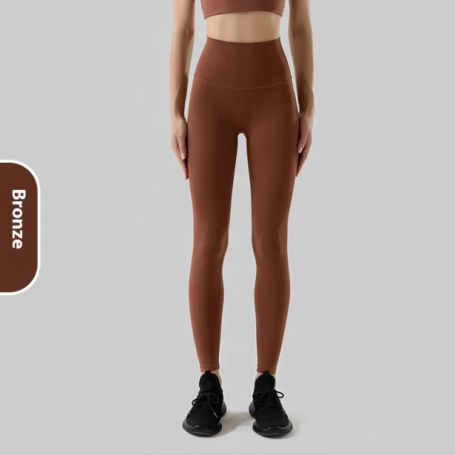 Yoga Women's No Embarrassment Line Skin friendly Nude Feel Fitness Pocket High Top Sports Leggings Bronze - Shop at LoveMi