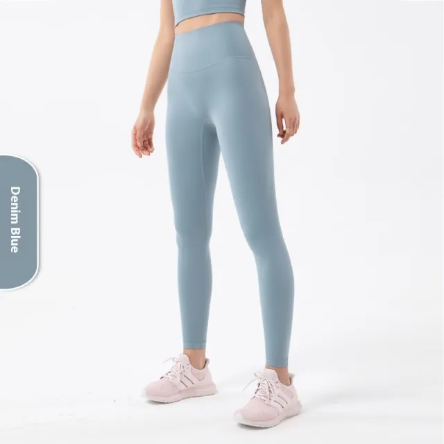 Yoga Women's No Embarrassment Line Skin friendly Nude Feel Fitness Pocket High Top Sports Leggings Denim Blue - Shop at LoveMi