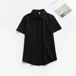 Black Shirt Female Autumn Winter Plus Cotton Harbor Wind Design Sense - Black Short Sleeve