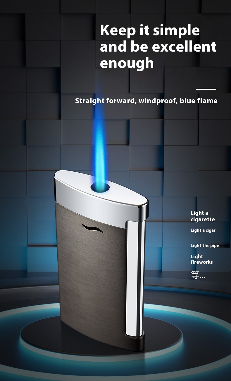 Blue Flame Direct Punching Windproof Lighter Metal Gas Lighters