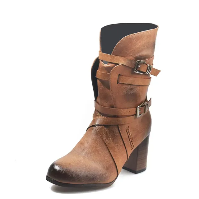 35 43 Plus Size Women's Chunky Heels Khaki - Shop at LoveMi