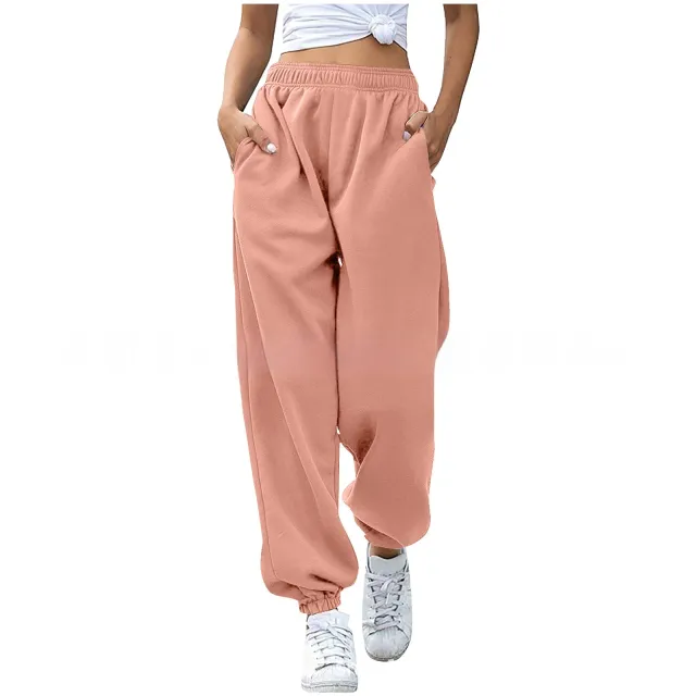 Women's Casual High Waisted Loose Sports Pants Skin Color S - Shop at LoveMi