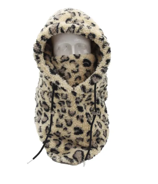 Winter Outdoors Cycling Sports Wind proof Cap Cold Protection Thickening Scarf Hat Leopard - Shop at LoveMi