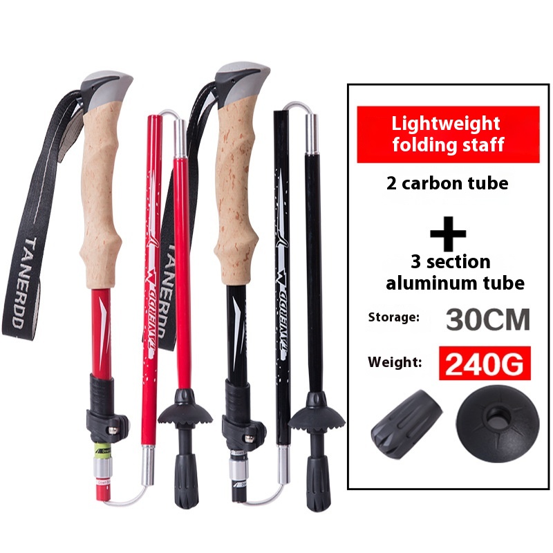 Outdoor Alpenstock Ultralight Retractable Folding Hiking
