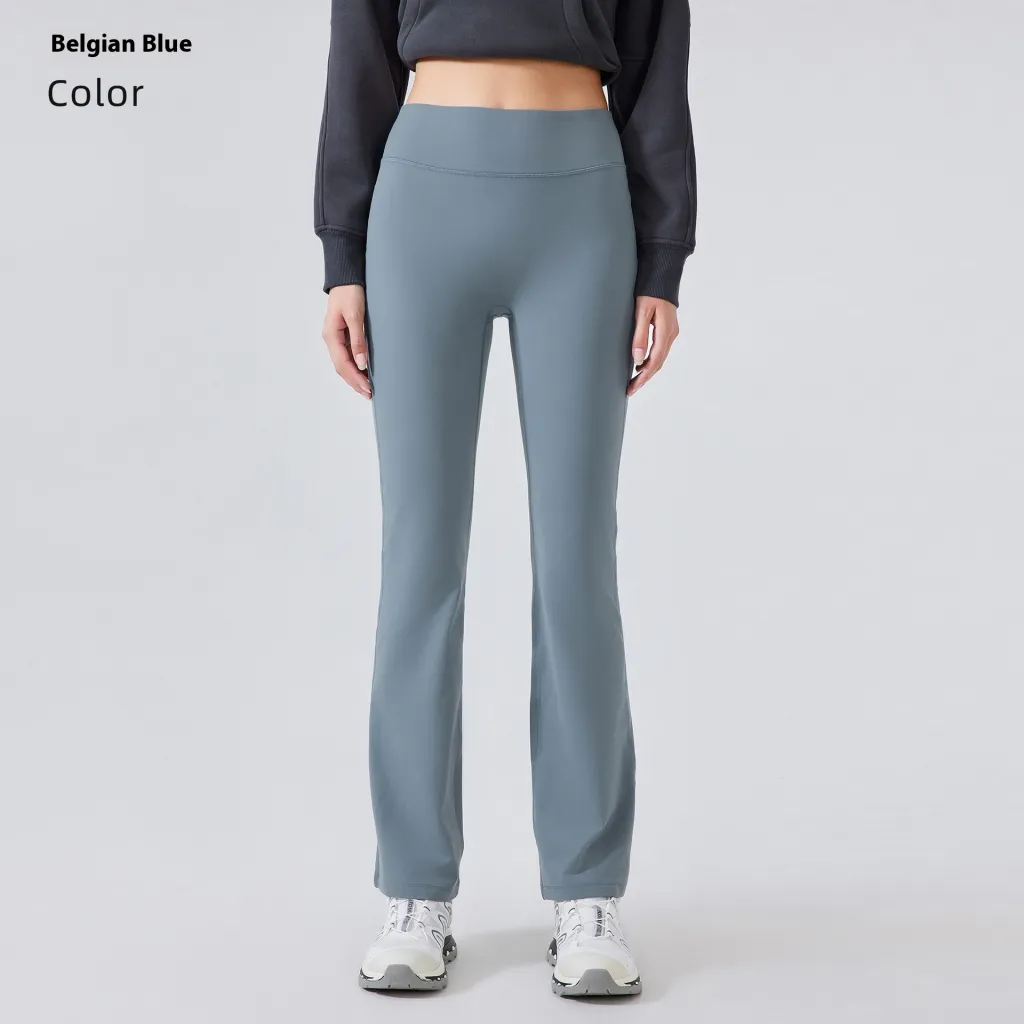 High Waist Yoga Women's Stretch Sports Bell-bottom Pants - Belgium Blue