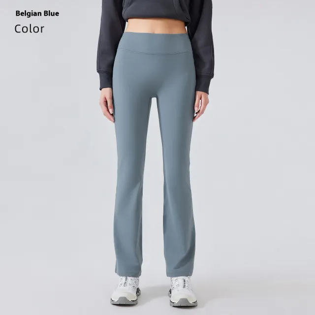 High Waist Yoga Women's Stretch Sports Bell bottom Pants Belgium Blue - Shop at LoveMi