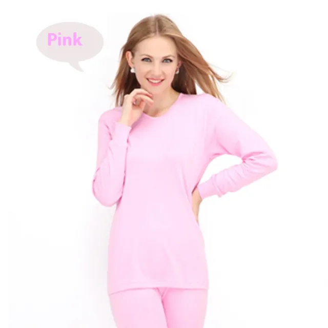 Women's Cotton Thickened Long Johns Top Bottom Thermal Underwear Suit Pink - Shop at LoveMi