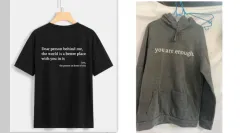 Women's Plush Letter Printed Kangaroo Pocket Drawstring Printed Hoodie Unisex - Dark Grey - View 1