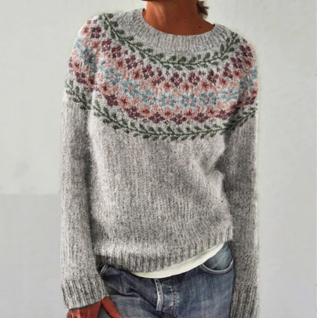 Women's Fashionable Pullover Sweater Top Grey - Shop at LoveMi