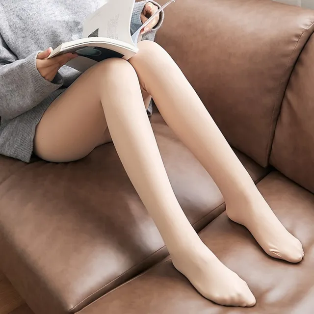 Fleece lined Thermal Pantyhose Stirrup Leggings Pure Skin Color Feet - Shop at LoveMi